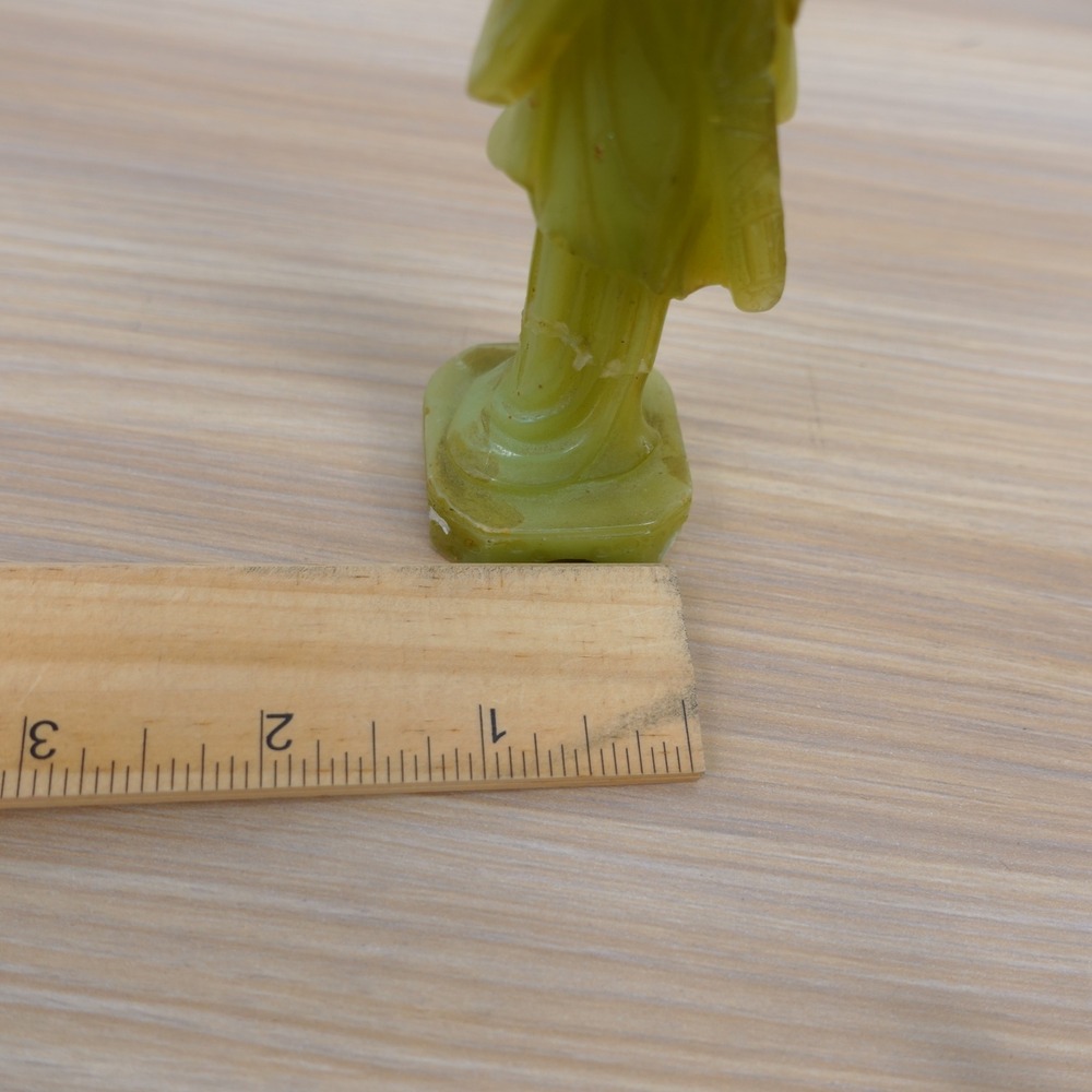Vintage Chinese Immortal Wise Man Figurine Serpentine Jade Green Hand Carve Art - Picture 3 of 13